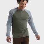 Hanes Beefy-T Men's Long Sleeve Colorblock Henley #O5811