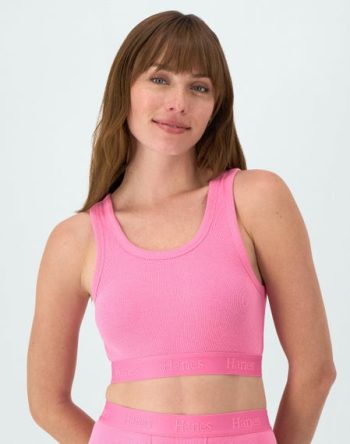 Hanes Originals Women's SuperSoft Comfywear Rib Banded Crop Top #HLT214