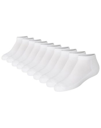Hanes Girls' No Show Socks, White, 10-Pack #HGWN10