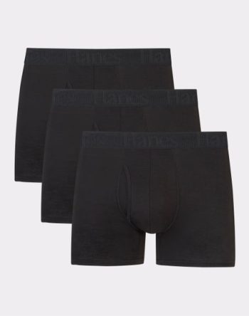 Hanes Originals Ultimate Men's SuperSoft Trunk Underwear, Black, 3-Pack #UO2TA3
