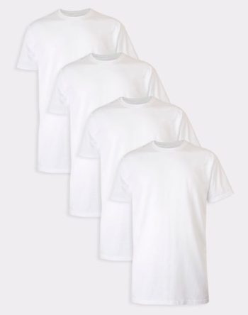 Hanes Ultimate Tall Men's White Undershirts Pack, Cotton, 4-Pack, (Big & Tall Sizes) #9856T4