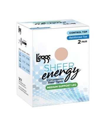 L'eggs Sheer Energy Medium Support Compression Tights, Reinforced Toe, 2-Pairs #LSE111