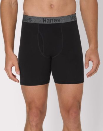 Hanes Stay Dry Pouch Men's Cotton Stretch Boxer Brief Underwear, Black, 3-Pack #SWCBB3