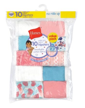 Hanes Toddler Girls' Cotton Hipster Underwear, 10-Pack #TP10HP