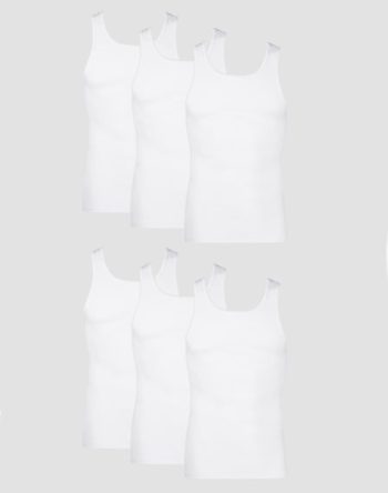 Hanes Men's Cotton Tank Undershirt, Moisture-Wicking, White, 6-Pack #372AP6