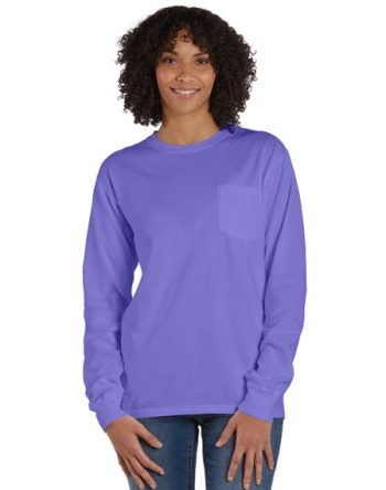 Hanes Unisex Garment Dyed Long Sleeve Pocket T-Shirt #GDH250??GRTDYE