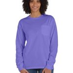Hanes Unisex Garment Dyed Long Sleeve Pocket T-Shirt #GDH250??GRTDYE
