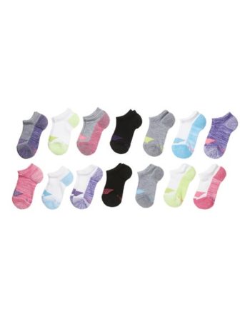 Hanes Ultimate Girls' No Show Socks, Moisture Wicking, 14-Pairs #GUCN14