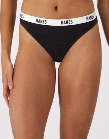 Hanes Soft & Breathable Women's Ribbed Cotton Thong Underwear, 3-Pack #D346AS
