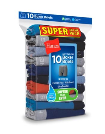 Hanes Comfort Flex Boys' Boxer Brief Underwear, 10-Pack #B74P10