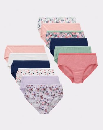 Hanes Girls' Tagless Brief Underwear, 12-Pack #G12BRF