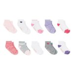 Hanes Infant/Toddler Girls' Ankle Socks, Gripper Bottoms, 10-Pairs #37T10