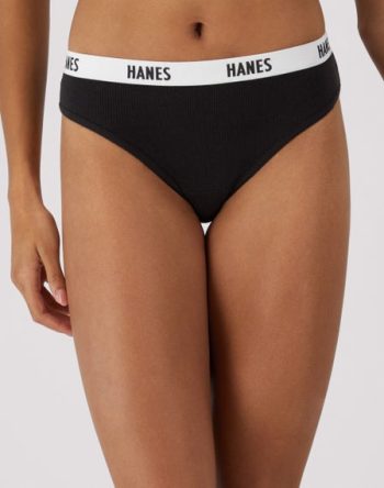 Hanes Soft & Breathable Women's Ribbed Cotton Bikini Underwear, 3-Pack #D342AS