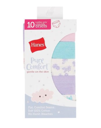 Hanes Pure Comfort Toddler Girls' Cotton Brief Underwear, 10-Pack #TPCB10