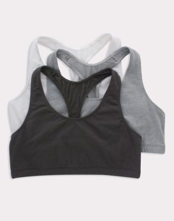 Hanes Women's Cotton Racerback Sports Bralette, Low Impact, 3-Pack #HFA003