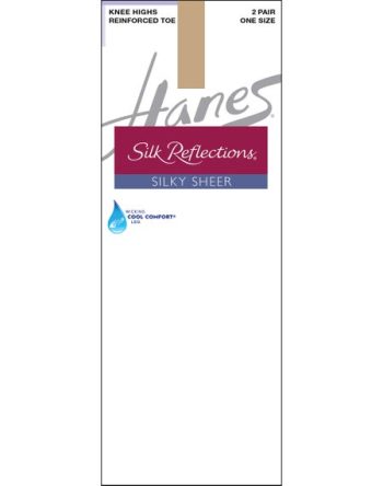 Hanes Silk Reflections Silky Sheer Knee Highs with Reinforced Toe, 2-Pairs #Q00775