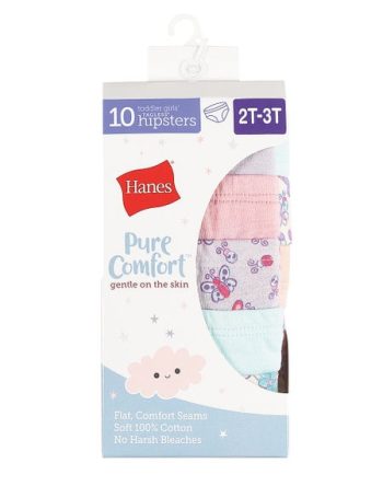 Hanes Pure Comfort Toddler Girls' Cotton Hipster Underwear, 10-Pack #TPCH10