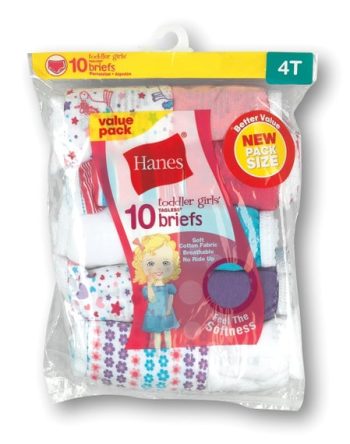 Hanes Toddler Girls' Cotton Brief Underwear, 10-Pack #TP10AS
