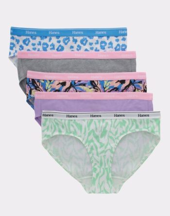 Hanes Originals Girls' Underwear Hipster Pack, Solids & Prints, 5-Pack #GOGNHA
