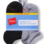Hanes Boys' No Show Socks, Super Value Pack, 20-Pairs #HBNS20