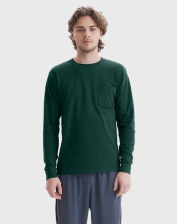 Hanes Authentic Men's Long Sleeve Pocket T-Shirt #5596