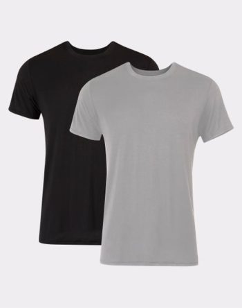 Hanes Originals Ultimate Men's SuperSoft Crewneck Undershirt, Black/Grey, 2-Pack #UO2CB2