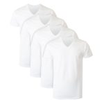 Hanes Ultimate Men's Moisture-Wicking V-Neck Undershirt, White, 4-Pack #UBT2W4