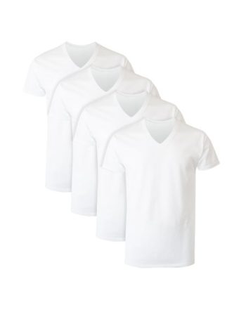 Hanes Ultimate Men's Moisture-Wicking V-Neck Undershirt, White, 4-Pack #UBT2W4