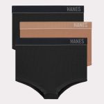 Hanes Originals Women's Underwear Seamless Rib Boyfit Panties, 3-Pack #MHBP14