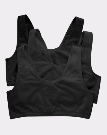 Hanes Women's Cotton Scoopneck Crop Sports Bralette, Low Impact, 3-Pack #HFA002