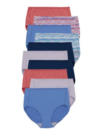 Hanes Women's Brief Underwear, Moisture-Wicking, 10-Pack #MX40AS