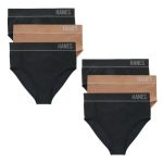 Hanes Originals Women's Seamless Rib Hi-Leg Bikini Underwear, Neutrals, 6-Pack #MH13P6