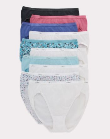 Hanes Women's Breathable Hi-Cut Cotton Underwear, Assorted, 10-Pack #PW43AS