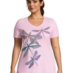 Hanes Just My Size Women's V-Neck Graphic T-Shirt, Dragonfly Ascending (Plus Size) #GTJ181??Y07186