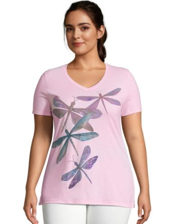 Hanes Just My Size Women's V-Neck Graphic T-Shirt, Dragonfly Ascending (Plus Size) #GTJ181??Y07186