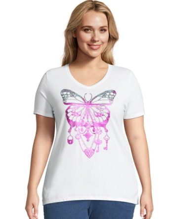 Hanes Just My Size Women's Graphic T-Shirt, Bedecked Butterfly (Plus Size) #GTJ181??Y07188
