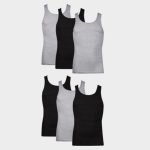 Hanes Men's Cotton Tank Top Undershirt, Black/Grey, 6-Pack #392BG6