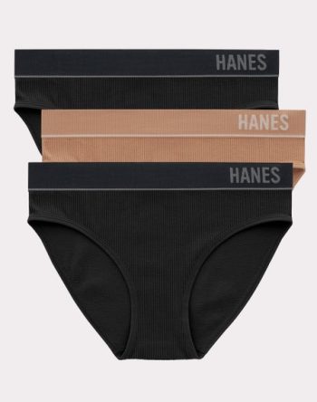 Hanes Originals Women's Seamless Rib Bikini Underwear, 3-Pack #MHBP12