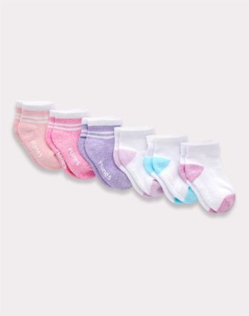 Hanes Pure Comfort Infant/Toddler Girls' Ankle Socks, Organic Cotton, 6-Pairs #TGPUA6