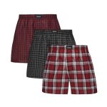 Hanes Originals Ultimate Men's Cotton Stretch Woven Boxer Underwear, Red/Black Plaids, 3-Pack #UOGWD3