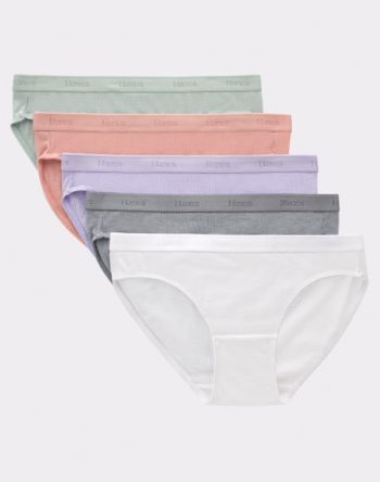 Hanes Originals Girls' SuperSoft Bikini Underwear, 5-Pack #GOSSBK