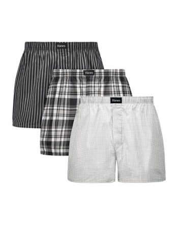 Hanes Originals Ultimate Men's Cotton Stretch Woven Boxer Underwear, Plaids/Prints, 3-Pack #UOGWE3