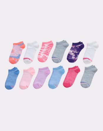 Hanes Girls' No Show Socks, Fashion Pack, 12-Pairs #HGFN12