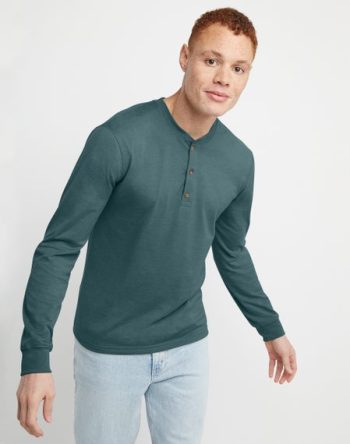 Hanes Originals Men's Cotton Long Sleeve Henley T-Shirt #MHP480
