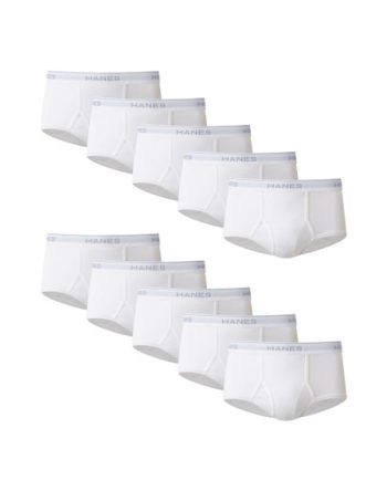 Hanes Men's Value Pack White Cotton Briefs, 10-Pack #2252W0