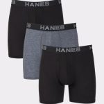Hanes Ultimate Total Support Pouch Big Men's Boxer Brief Underwear, Black/Grey, 3-Pack (Big & Tall Sizes) #UFSBG3