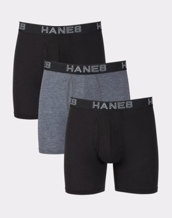 Hanes Ultimate Total Support Pouch Big Men's Boxer Brief Underwear, Black/Grey, 3-Pack (Big & Tall Sizes) #UFSBG3