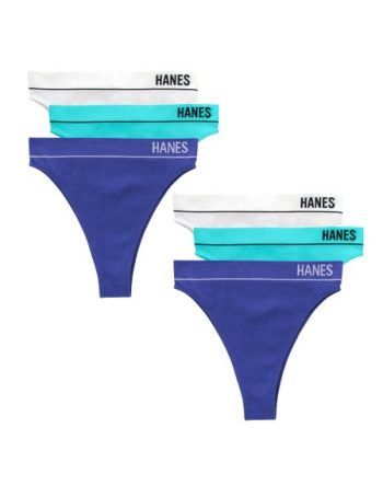 Hanes Originals Women's Seamless Rib Hi-Rise Cheeky Underwear, Assorted, 6-Pack #MH11FA