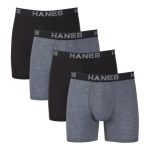 Hanes Ultimate Comfort Flex Fit Total Support Pouch Men's Boxer Brief Underwear, Black/Grey, 4-Pack #UFSBB4