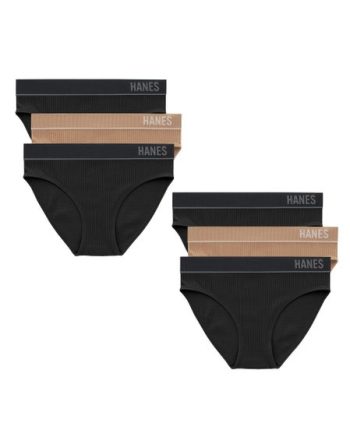 Hanes Originals Women's Seamless Rib Bikini Underwear, Neutrals, 6-Pack #MH12P6